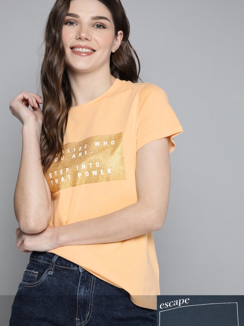 

Mast & Harbour Women Pack of 2 Cotton T-shirts, Coral