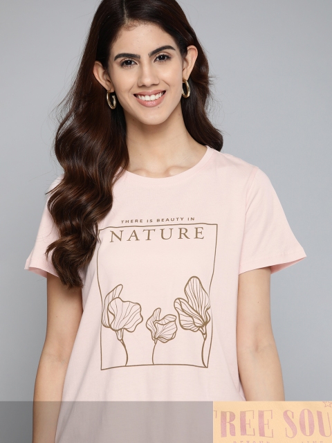 

Mast & Harbour Women Pack of 2 Cotton T-shirts, Pink