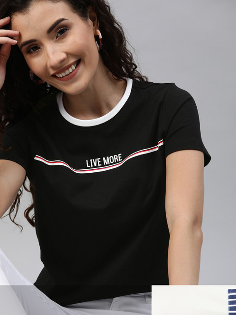 

Mast & Harbour Women Pack of 2 Cotton T-shirts, White