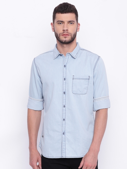 

Forca by Lifestyle Men Blue Solid Casual Denim Shirt