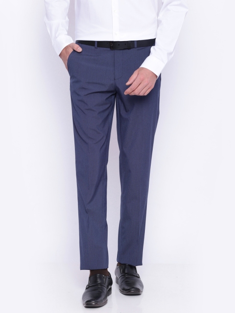 

CODE by Lifestyle Men Navy Blue Slim Fit Regular Trousers