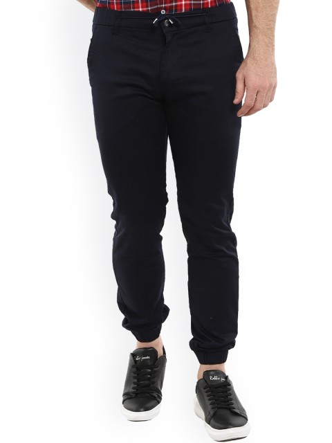 

V-Mart Men Turquoise Blue Slim Fit Easy Wash Joggers Trousers
