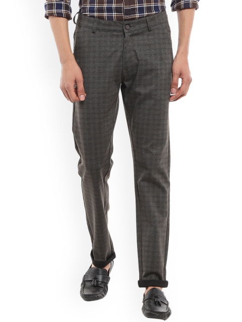 

V-Mart Men Grey Checked Slim Fit Easy Wash Trousers