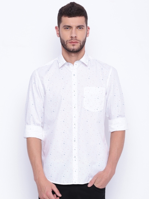 

John Players Men White Printed Skinny Trim Fit Casual Shirt