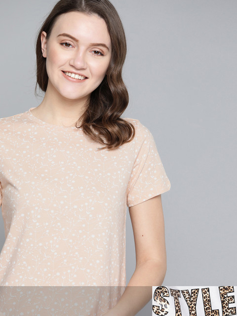 

Mast & Harbour Women Set Of 2 Round Neck T-shirt, Beige