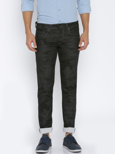 

Jack & Jones Men Black Slim Fit Camouflage Printed Low-Rise Jeans