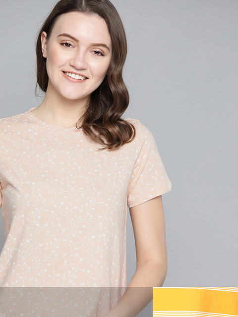 

Mast & Harbour Women Set Of 2 Round Neck Cotton T-shirt, Rose