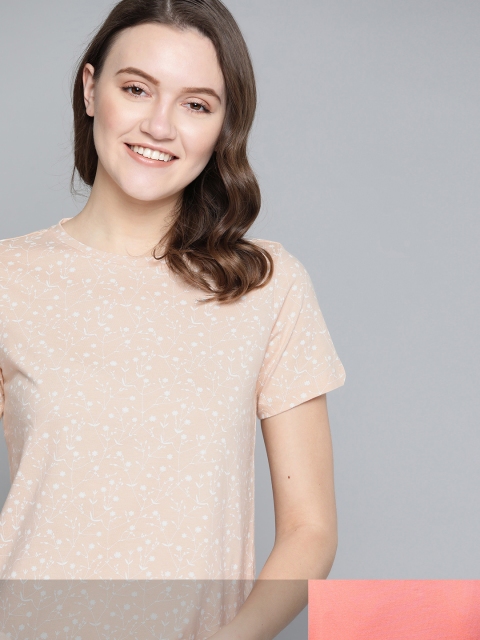 

Mast & Harbour Women Set Of 2 Round Neck T-shirt, Beige