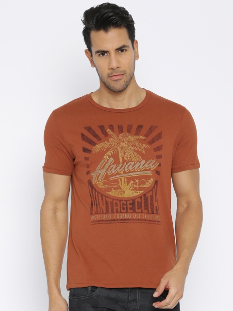 

Jack & Jones Rust Orange Printed T-shirt