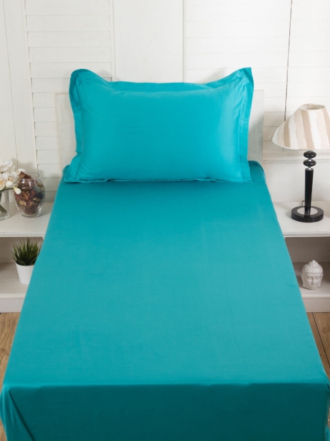 

MASPAR Blue 300 TC Fine Cotton Satin Single Bedsheet with 1 Pillow Cover