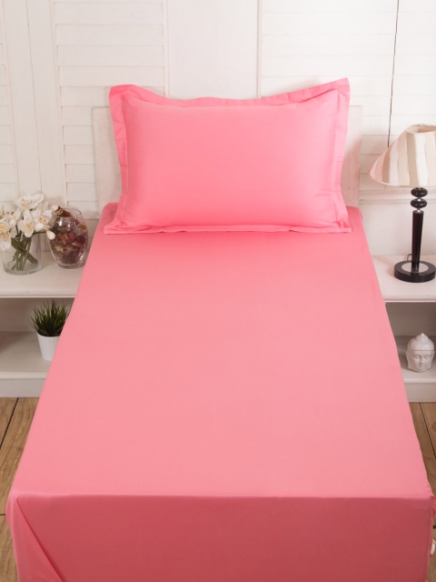 

MASPAR Pink 300 TC Fine Cotton Satin Single Bedsheet with 1 Pillow Cover