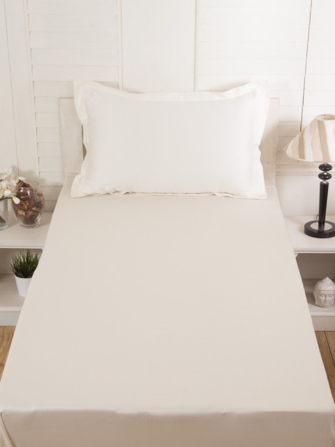 

MASPAR Beige 300 TC Cotton Single Bedsheet with 1 Pillow Cover