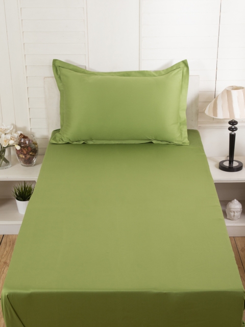 

MASPAR Green 300 TC Cotton Single Bedsheet with 1 Pillow Cover