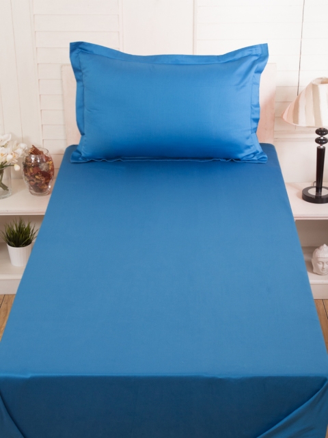 

MASPAR Blue 300 TC Cotton Single Bedsheet with 1 Pillow Cover