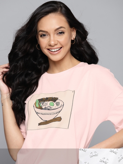 

Mast & Harbour Women Pack of 2 Cotton T-shirts, White