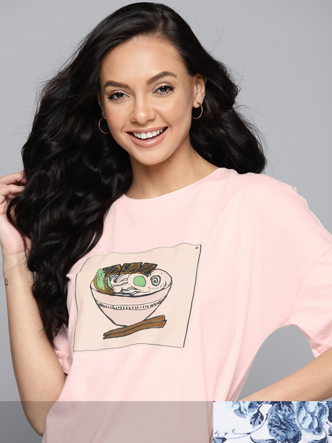 

Mast & Harbour Women Pack of 2 Cotton T-shirts, Peach