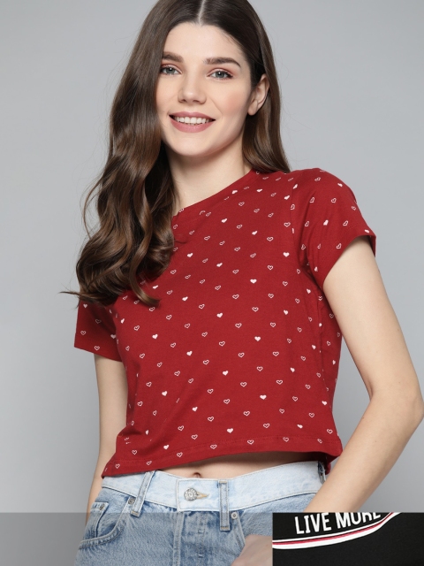 

Mast & Harbour Women Pack of 2 Cotton T-shirts, Maroon