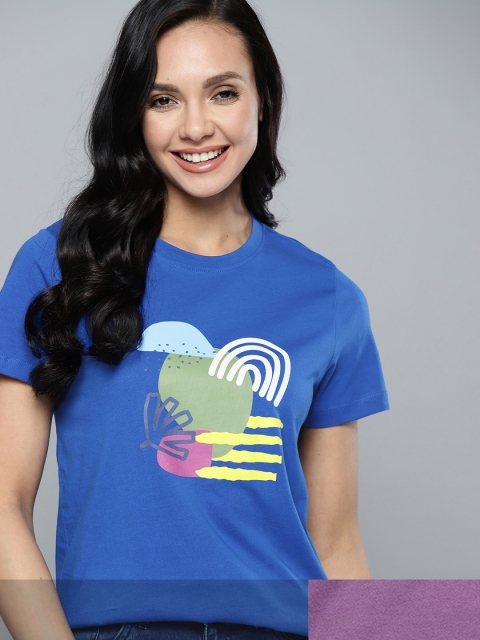 

Mast & Harbour Women Pack of 2 Cotton T-shirts, Purple