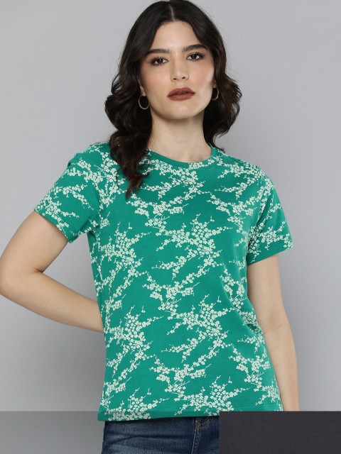 

Mast & Harbour Women Pack of 2 Cotton T-shirts, Green