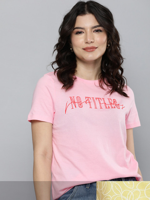 

Mast & Harbour Women Pack of 2 Cotton T-shirts, Yellow