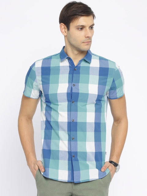 

Jack & Jones Men Blue & White Slim Fit Checked Casual Shirt