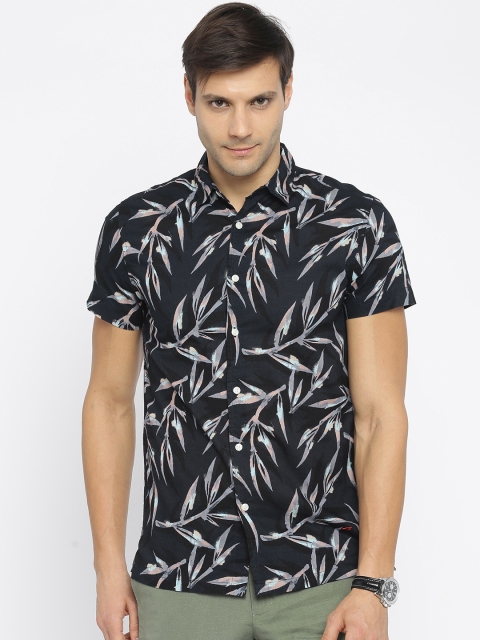 

Jack & Jones Men Navy Slim Fit Printed Casual Shirt, Navy blue