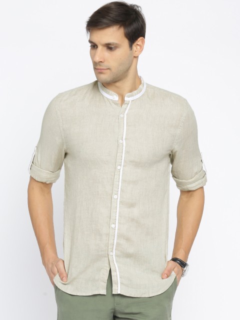 

Jack & Jones Men Beige Slim Fit Solid Casual Shirt