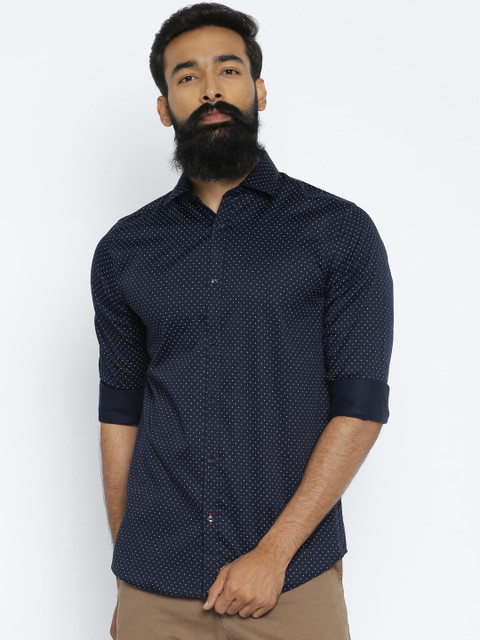 

Jack & Jones Men Navy Slim Fit Printed Casual Shirt, Navy blue
