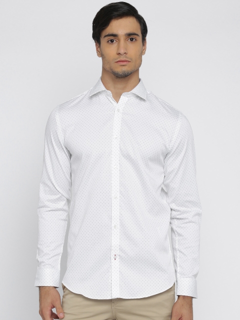 

Jack & Jones Men White & Black Slim Fit Printed Casual Shirt