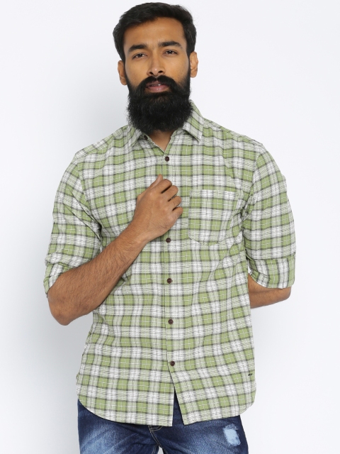 

Jack & Jones Men Green & White Regular Fit Checked Casual Shirt