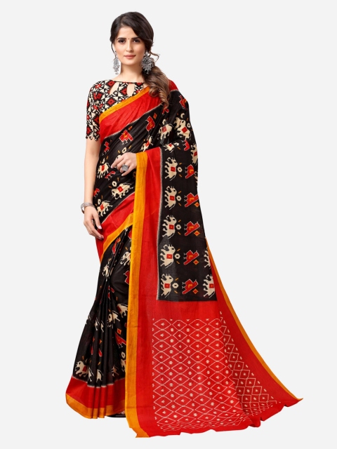 

SIRIL Red & Black Warli Printed Saree