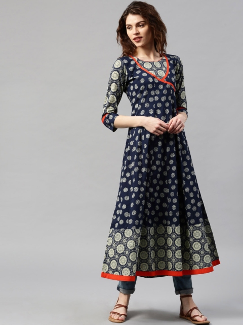 

Libas Navy Printed Anarkali Kurta, Navy blue