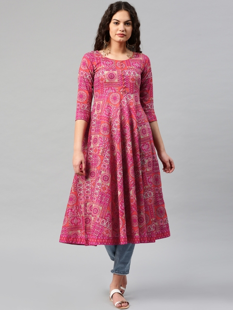 

Libas Women Magenta Printed Anarkali Kurta