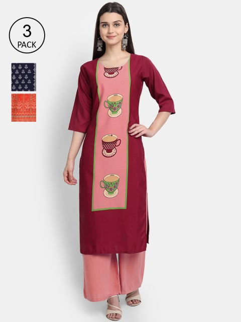 

Ethnic basket Women Multicoloured Ethnic Motifs Printed Mirror Work Crepe Kurta, Multi
