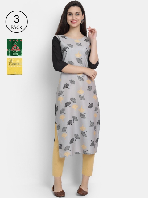 

Ethnic basket Women Pack Of 3 Straight Kurtas, Grey