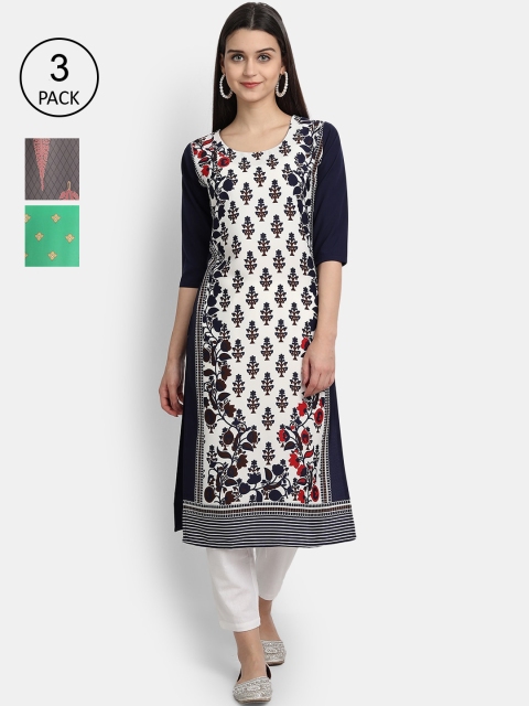 

Ethnic basket Women Pack Of 3 Straight Kurtas, White