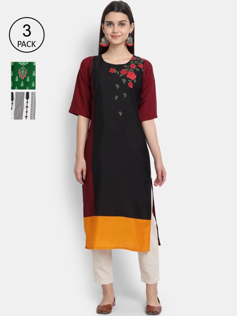 

Ethnic basket Women Multicoloured Mirror Work Crepe Kurta, Multi