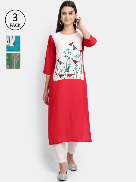 Ethnic basket Women Multicoloured Floral Printed Crepe Kurta, Multi