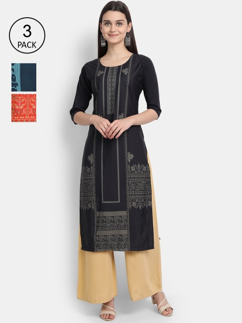 

Ethnic basket Women Multicoloured Geometric Printed Crepe Kurta, Multi