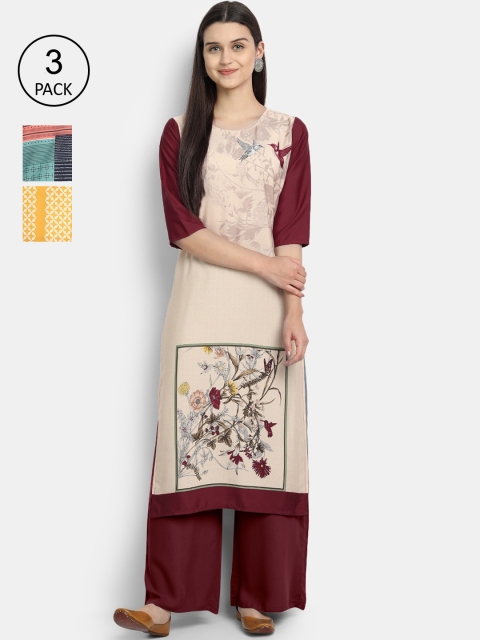 

Ethnic basket Women Multicoloured Floral Printed Crepe Kurta, Multi
