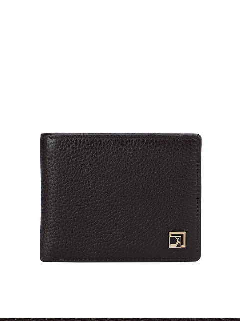

Da Milano Men Black Textured Leather Two Fold Wallet