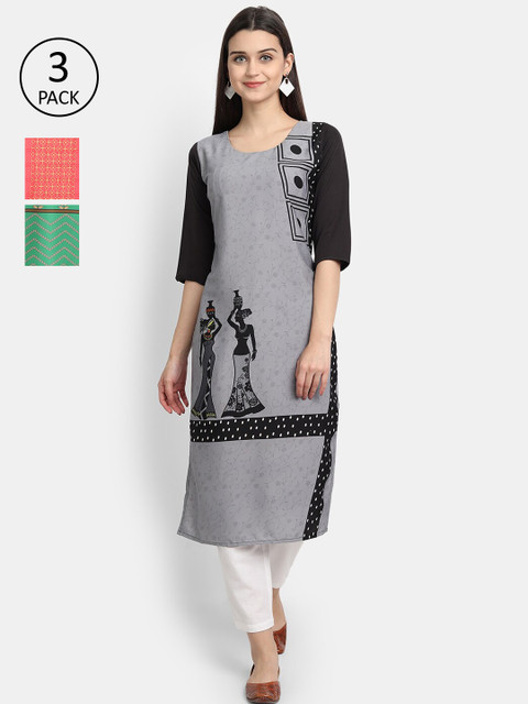 

Ethnic basket Women Multicoloured Ethnic Motifs Printed Crepe Kurta, Multi