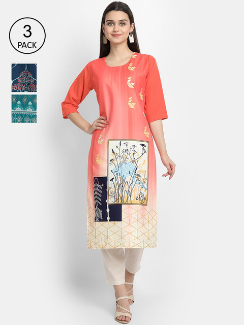 

Ethnic basket Women Multicoloured Ethnic Motifs Printed Thread Work Crepe Kurta, Multi