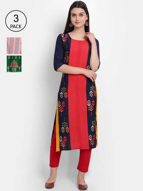 

Ethnic basket Women Multicoloured Ethnic Motifs Printed Crepe Kurta, Multi