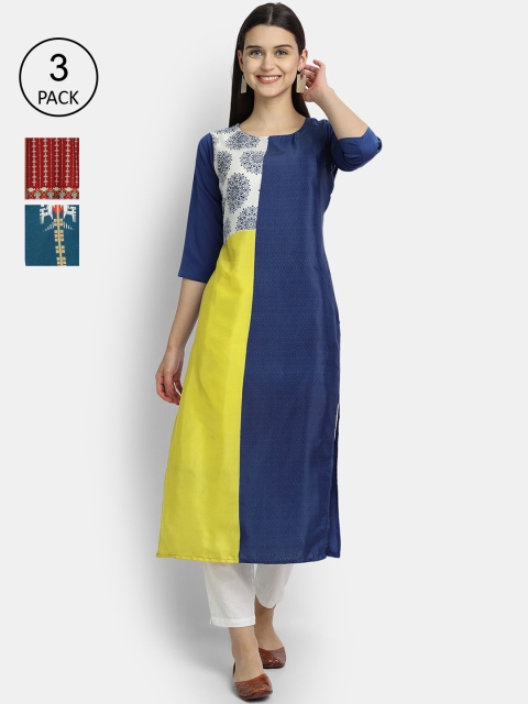 

Ethnic basket Women Multicoloured Colourblocked Patchwork Crepe Kurta, Multi