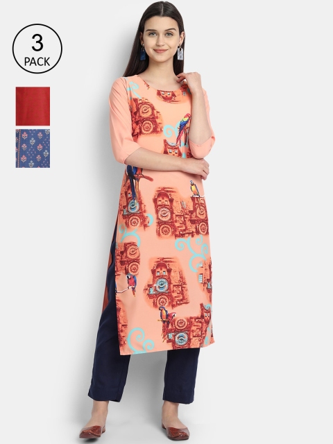 

Ethnic basket Women Multicoloured Floral Printed Crepe Kurta, Multi