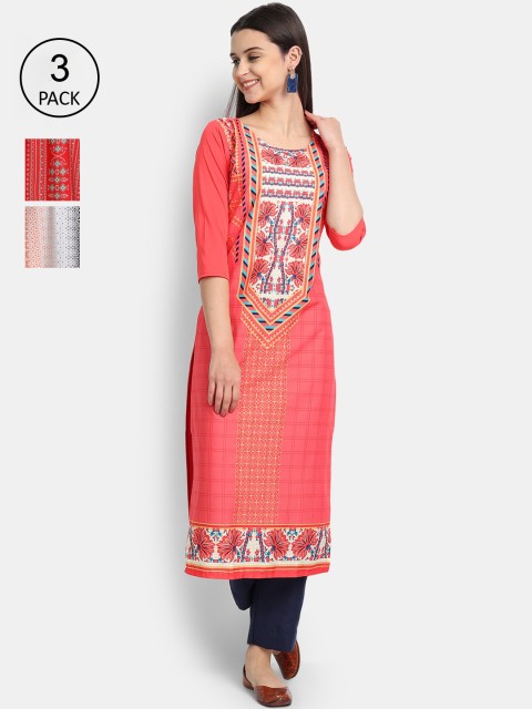 

Ethnic basket Women Multicoloured Ethnic Motifs Mirror Work Crepe Kurta, Multi
