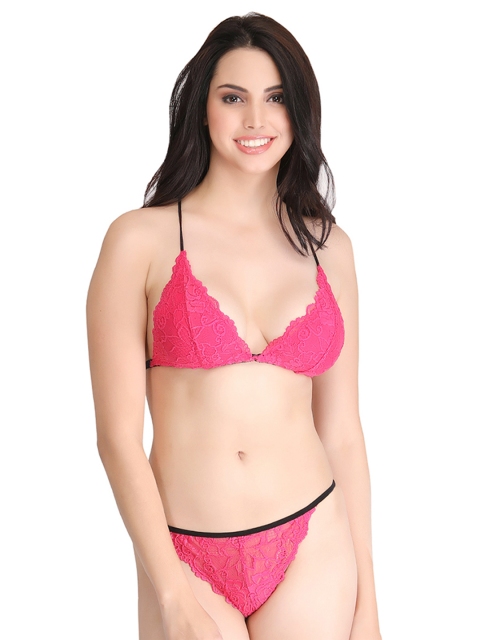 

Clovia Pink Lingerie Set BP0811P14XL