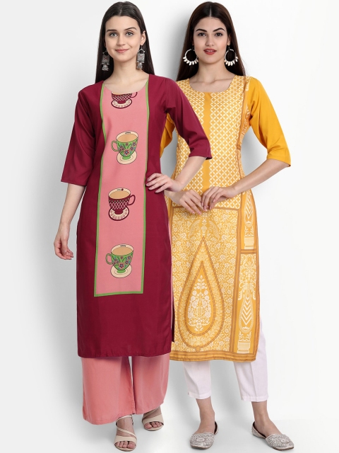 

Ethnic basket Women Pack Of 2 Digital Print Straight Kurtas, Multi