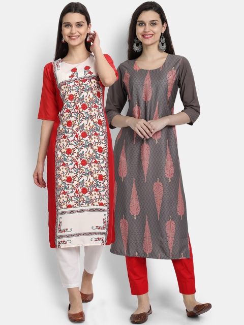 

Ethnic basket Women Pack Of 2 Straight Kurtas, Grey